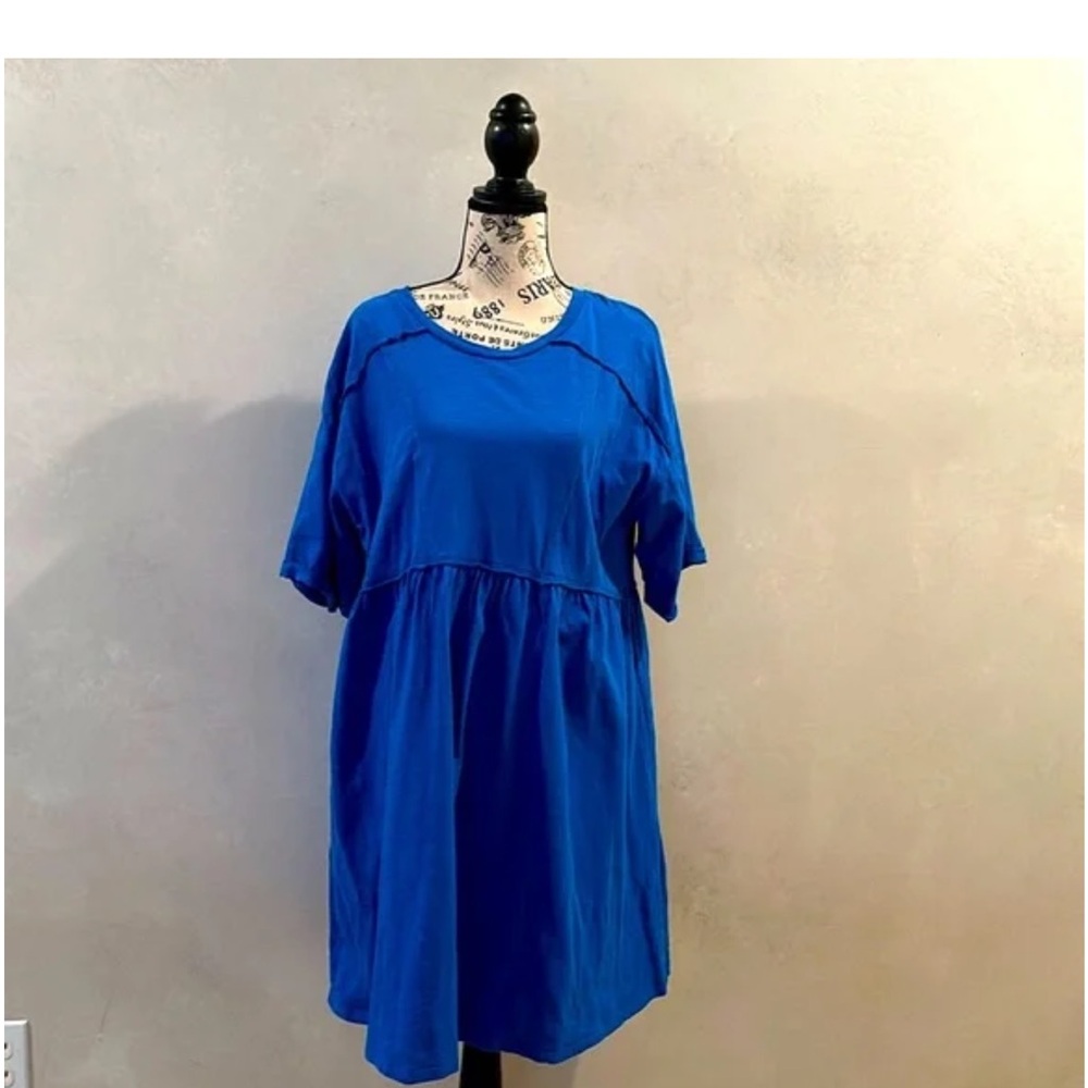 Vibrant Blue Dress LARGE Nouveaumonde Blue 
Short Dress Side Pockets